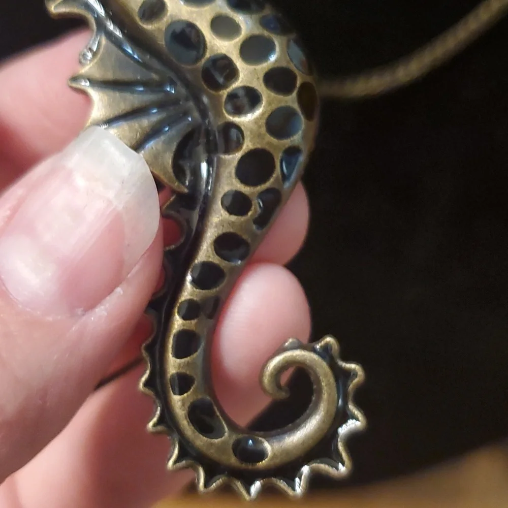 Long Chain Metal Seahorse Necklace‎